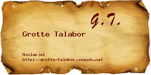 Grotte Talabor névjegykártya